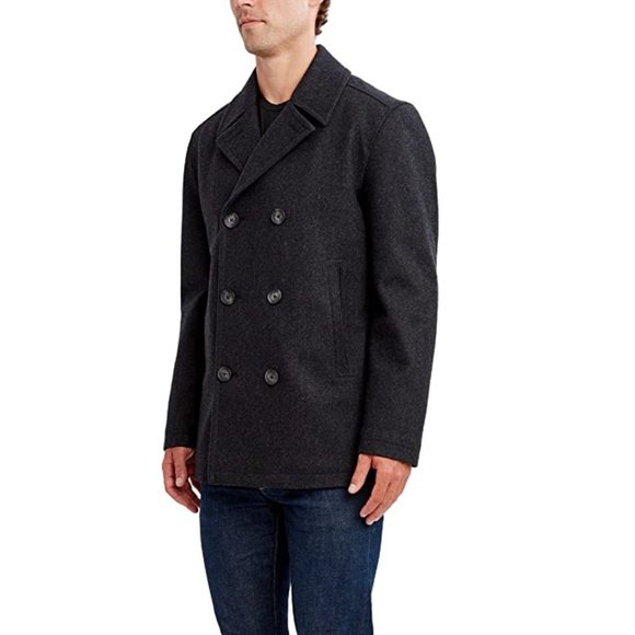NWT Nautica Men Classic Double Breasted Wool Pea Coat Charcoal Size S $200 8C014 - Picture 4 of 5